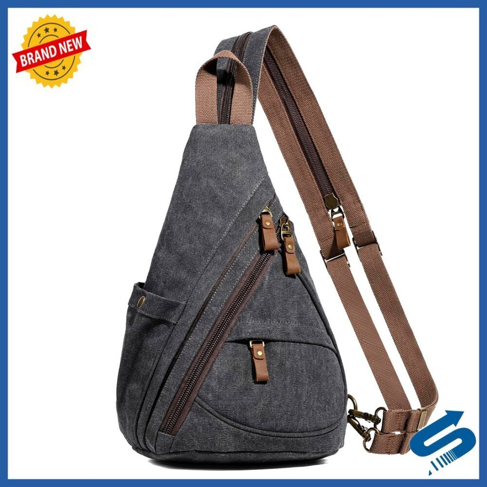Canvas Sling Bag Crossbody Backpack Casual Daypack Unisex Lightweight